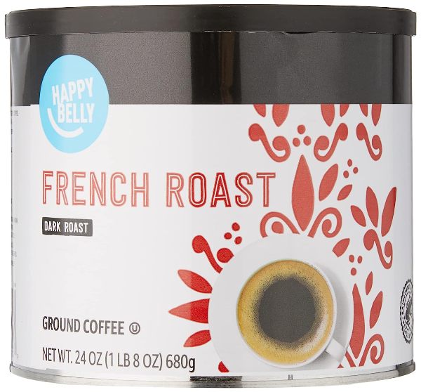Happy Belly French Roast Canister Ground Coffee, Dark Roast, 24 Ounce